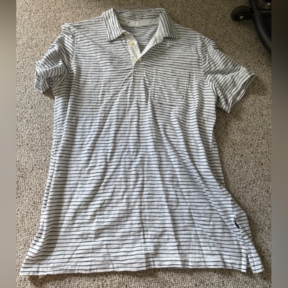 American Eagle Outfitters Gray Striped Polo Shirt
